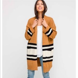 Lush Demi Striped Cardigan Sweater w/ Pockets Sz S